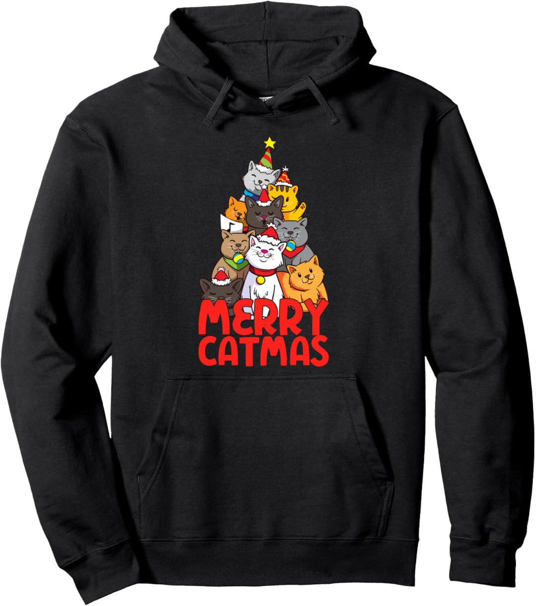 Merry Catmas Weihnachtsbaumkatzen Pullover Hoodie
