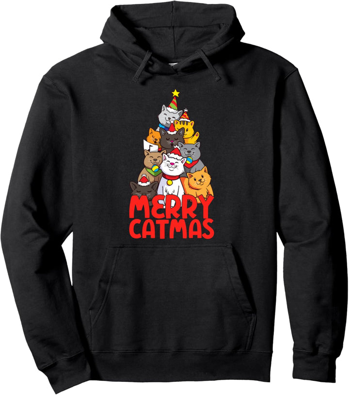 Merry Catmas Weihnachtsbaumkatzen Pullover Hoodie