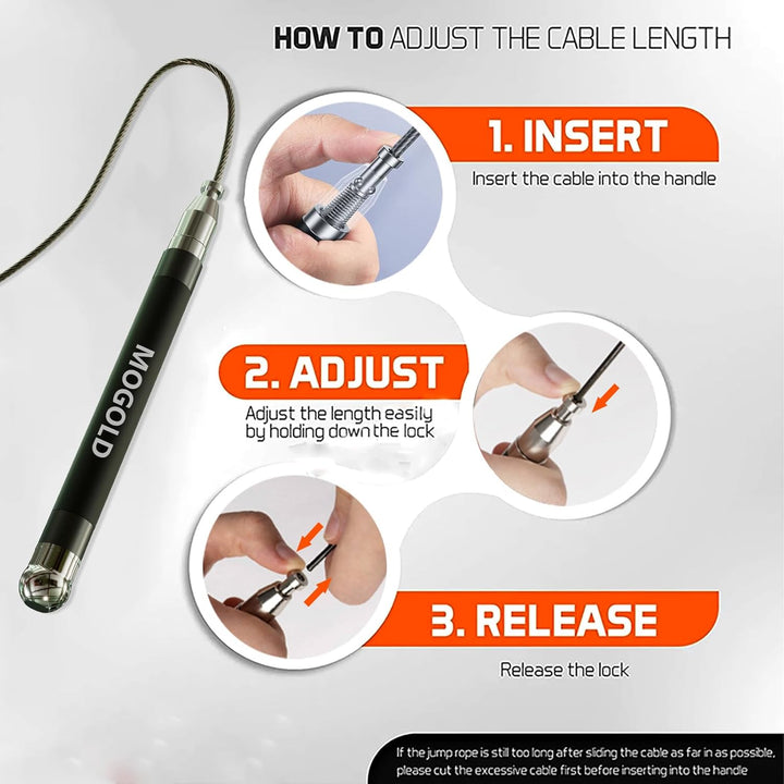 2-in-1 Speed Rope: 2mm for Boxing/MMA & 3mm for CrossFit - Tool-Free Adjustable Cable System with Du