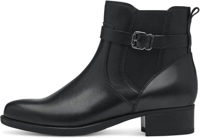 Tamaris Damen Chelsea Boots Leder Blockabsatz 37 EU Schwarz, 37 EU Schwarz