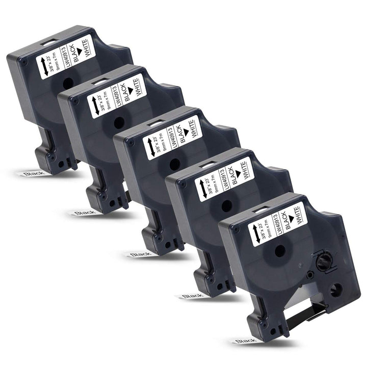 5x Labelwell Kompatibel Schriftband Ersatz für DYMO 40913 S0720680 D1 9mm Schwarz auf Weiss Etikette