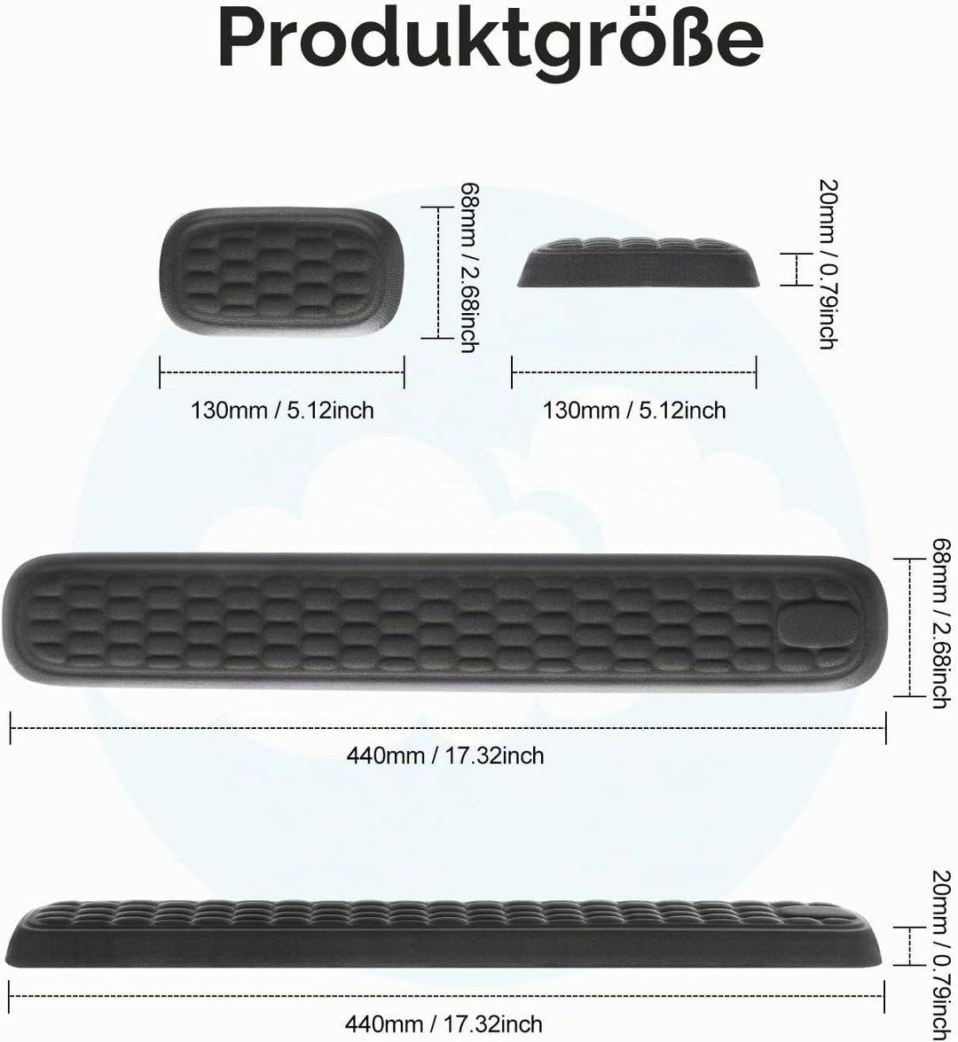 Meatanty Handgelenkauflage für Tastatur und Maus, gepolstert, Memory-Schaum, Handauflage für Büro, C