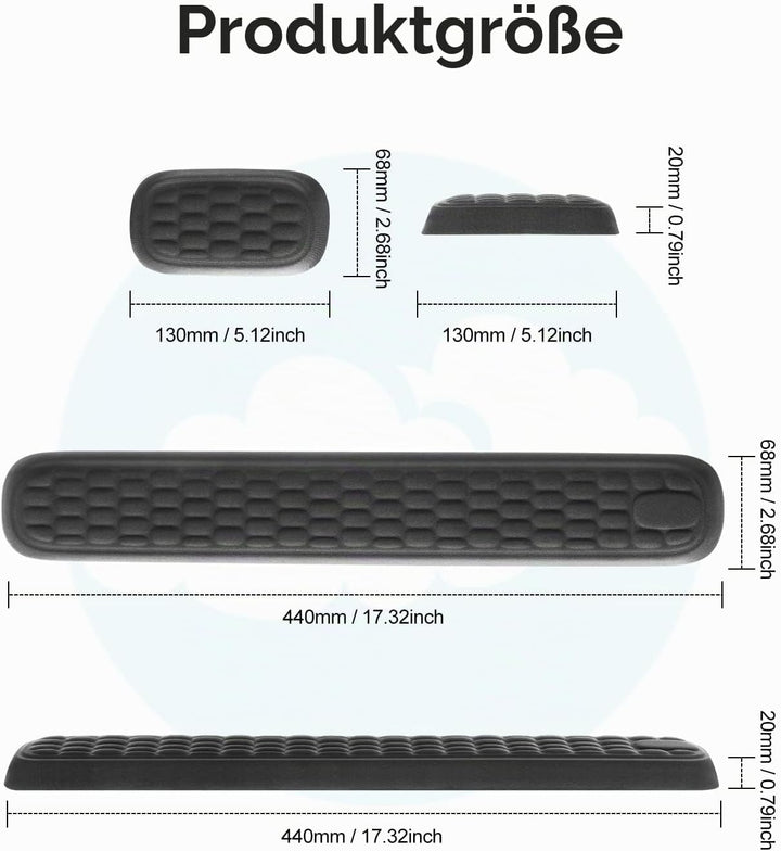 Meatanty Handgelenkauflage für Tastatur und Maus, gepolstert, Memory-Schaum, Handauflage für Büro, C