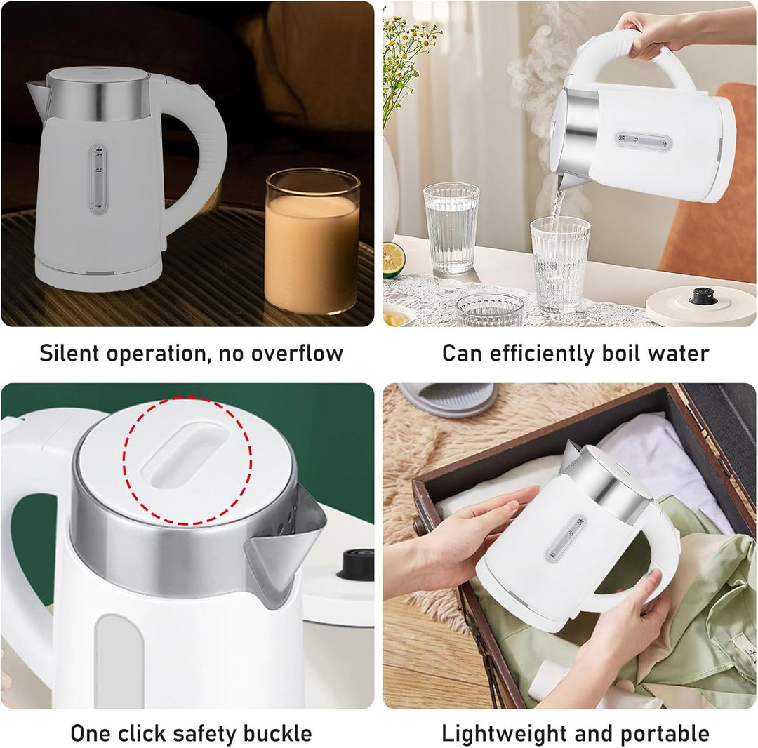 0.8L Reisekessel Edelstahl: Kleiner Wasserkocher, Doppelwandiges Design, Reise Wasserkocher, Leise T
