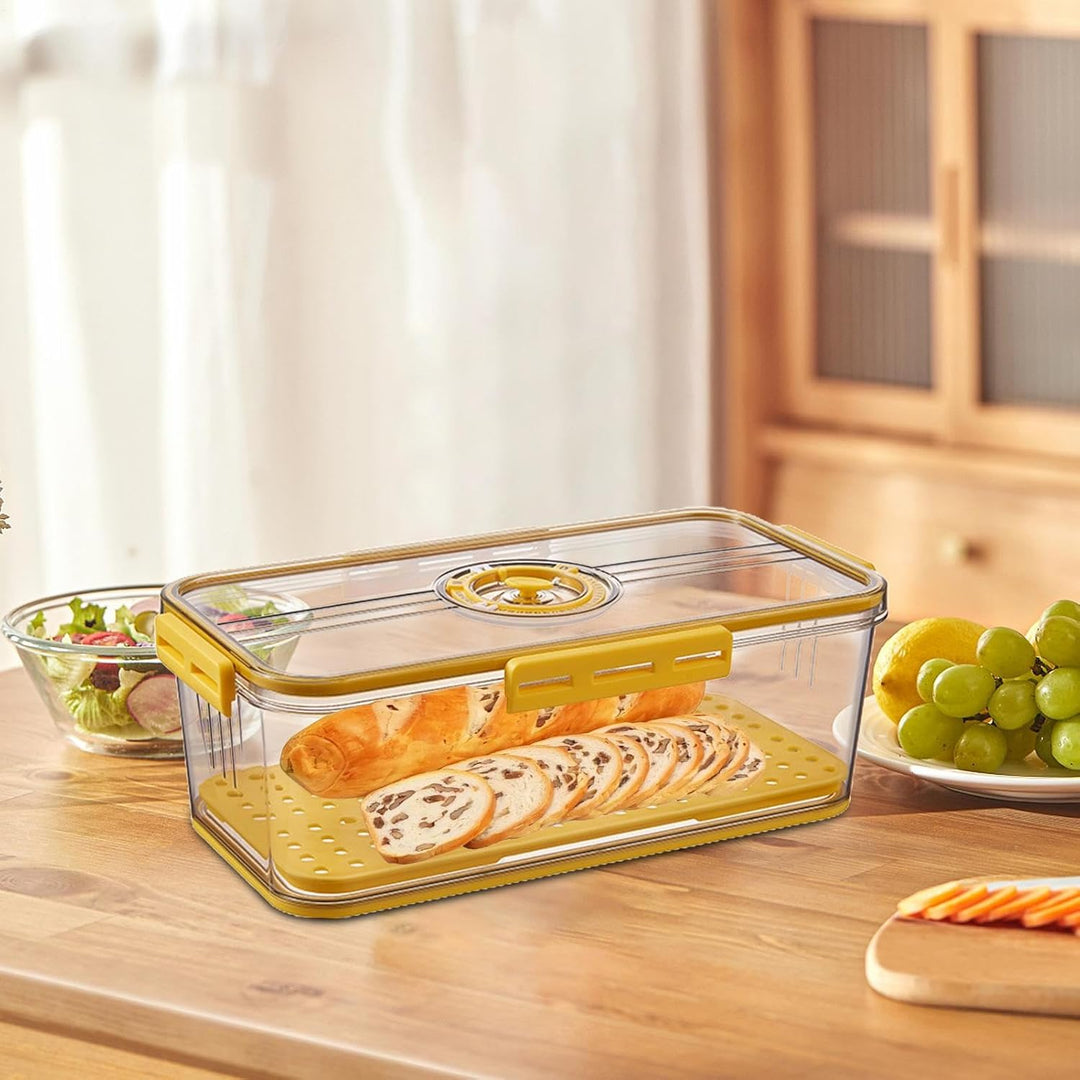 Brotbox mit Zeitaufzeichnung, 32,5 x 17,5 x 11 cm, Brotbehälter mit Luftventil, ABS-Brothalter für B