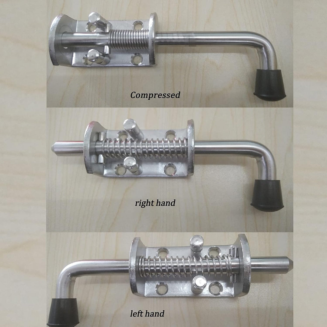 2 Stück robuste Edelstahl-Federriegel, Riegelbolzen für Tür, Schuppen, Tor oder Heckklappe, Anhänger