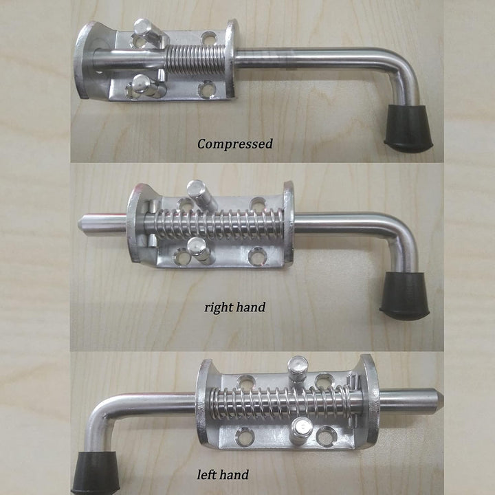 2 Stück robuste Edelstahl-Federriegel, Riegelbolzen für Tür, Schuppen, Tor oder Heckklappe, Anhänger