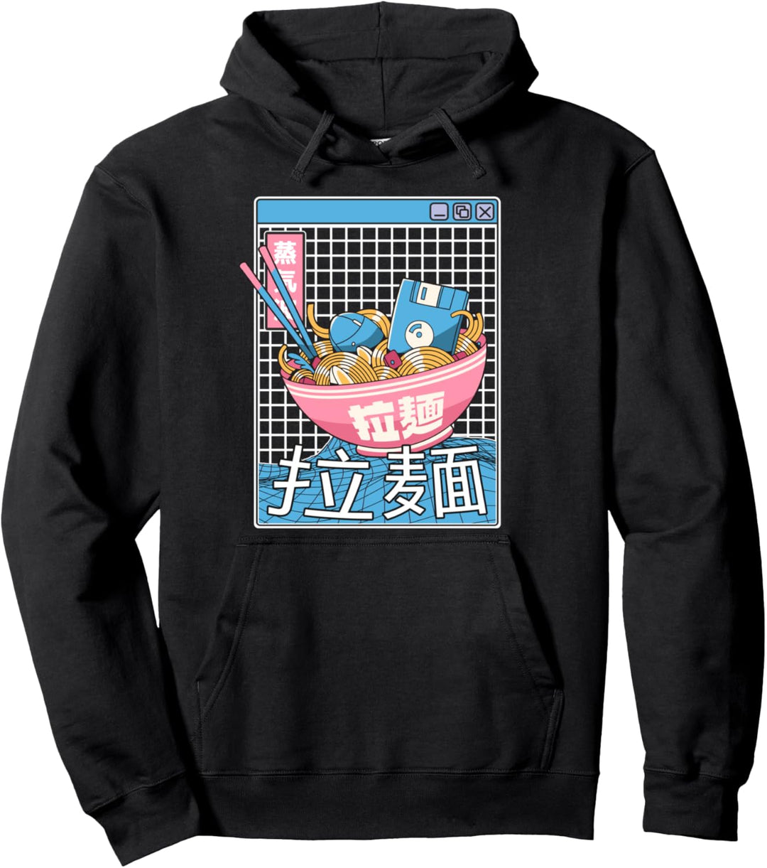 Digitale Ramenschale im japanischen Stil, Pastellfarben Pullover Hoodie