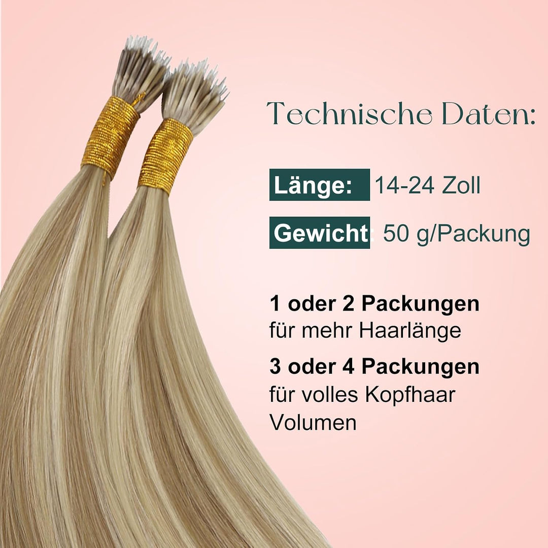 Easyouth Extensions Nanoring Echthaar Blond Nanoring Extensions Echthaar Aschblond Highlight Mittelb