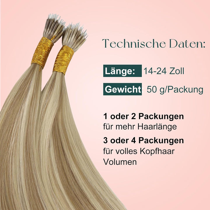 Easyouth Extensions Nanoring Echthaar Blond Nanoring Extensions Echthaar Aschblond Highlight Mittelb