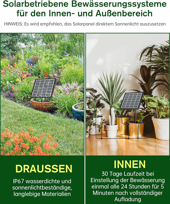 Biling Solar Bewässerungssystem Balkon 15M Bewässerungssystem Solar Tröpfchenbewässerung Automatisch