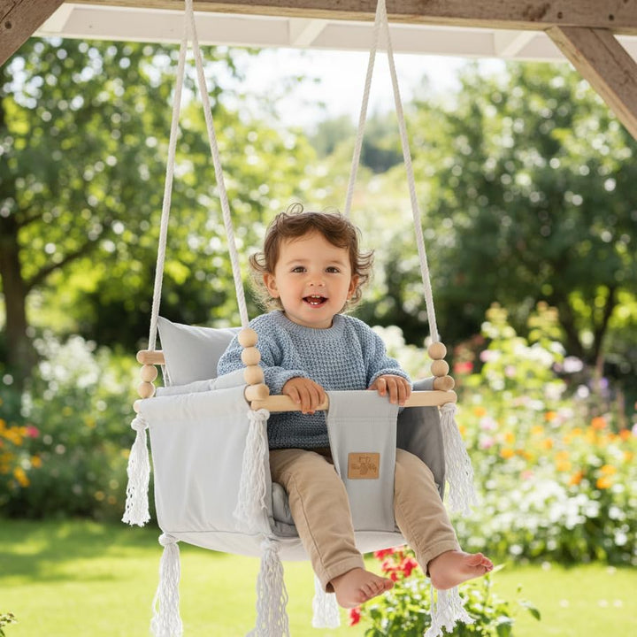 BlueKitty Schaukel für Kinder; Babyschaukel; Kinderschaukel mit Kissen; Schaukel für Haus und Garten