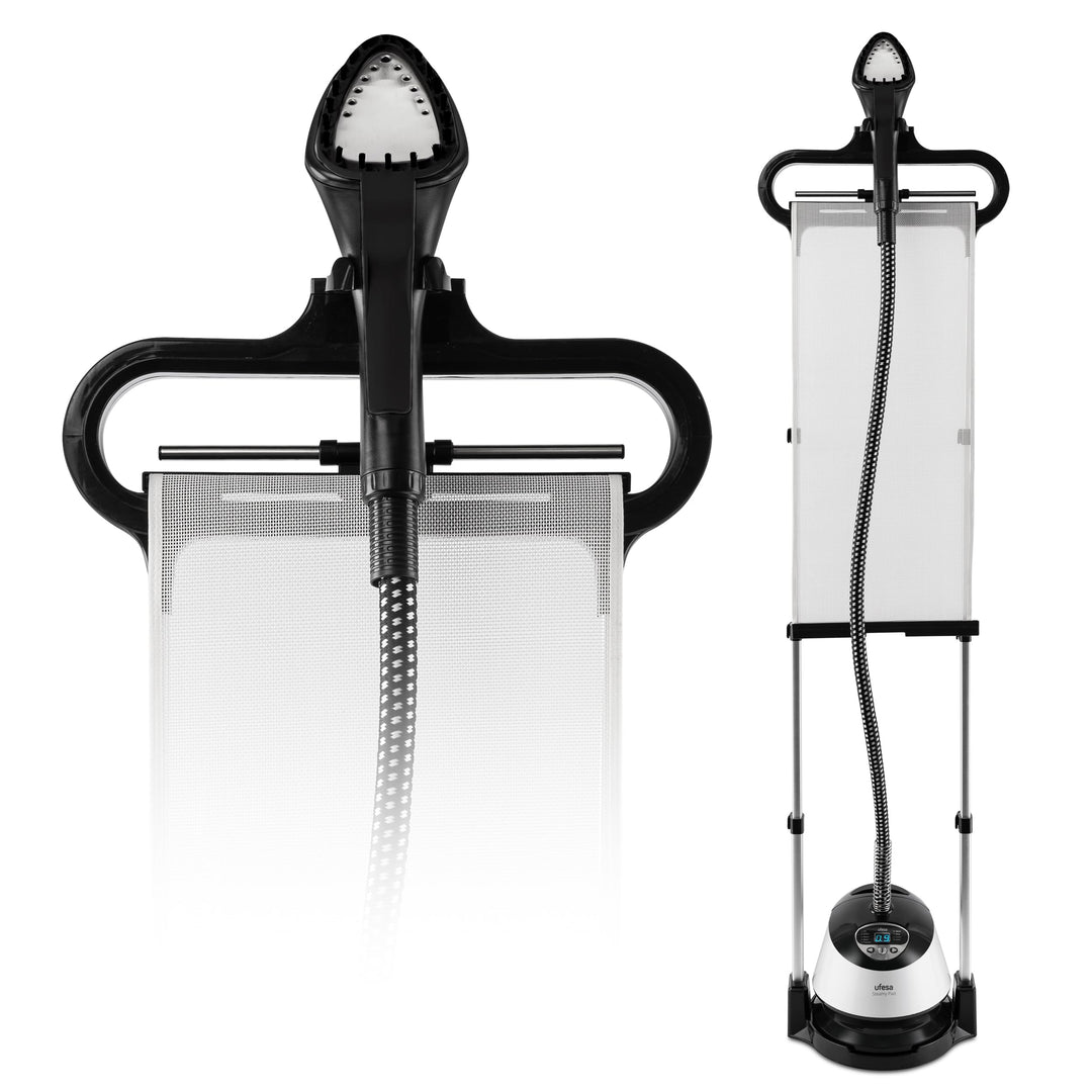 Ufesa Steamy Pad – Vertikales Dampfbügeleisen 1580W mit LCD-Bildschirm, 9 Dampfstufen, 1,35L Tank, 4