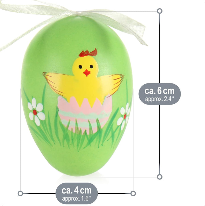 com-four® 36x Ostereier zum Aufhängen 6 cm - Bunte Ostereier mit Blumen und Tieren - Hängedeko für d