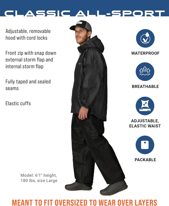 frogg toggs Herren Classic All-Sport Waterproof Breathable Rain Suit Regenjacke M Schwarze Jacke/sch
