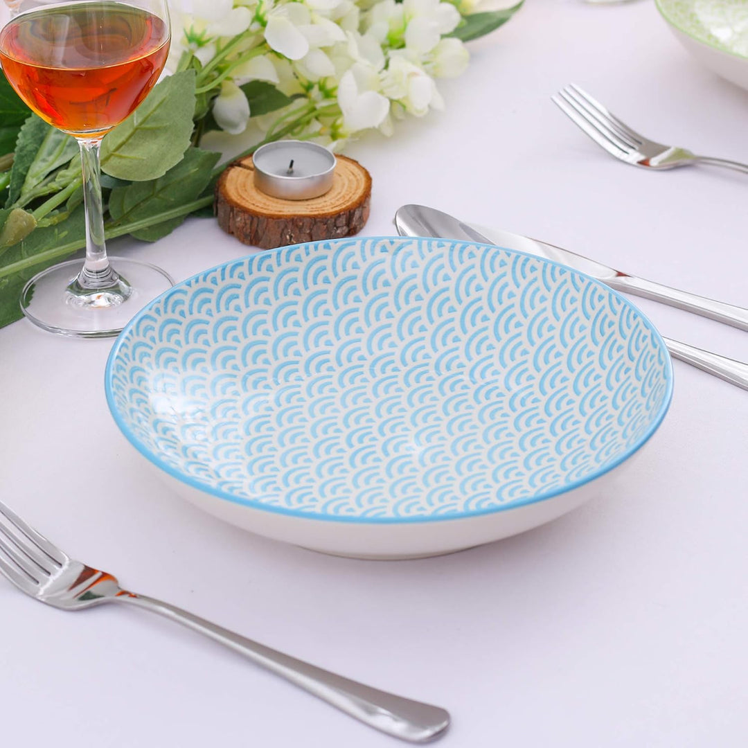 vancasso Natsuki Porzellan Suppenteller, 12 TLG. Tiefteller Set, Durchmesser 21,5 cm 700ml 12 Piece
