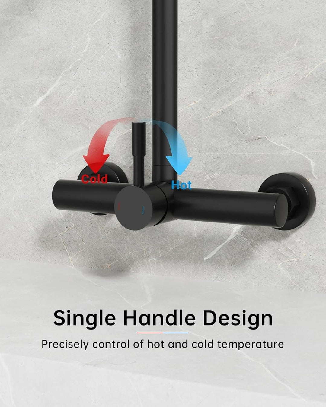 Wasserhahn Küche Wandmontage Schwarz, Küchenarmatur Wandmontage mit Schwenkbereich 360°, Einhebelmis