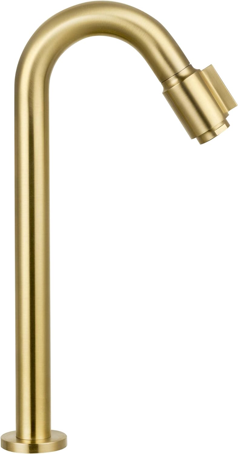 Essential 2.0 Kaltwasserhahn Gäste WC - 30 cm Hoher Waschtischarmatur - Messing - Mit Rosetten - Gol