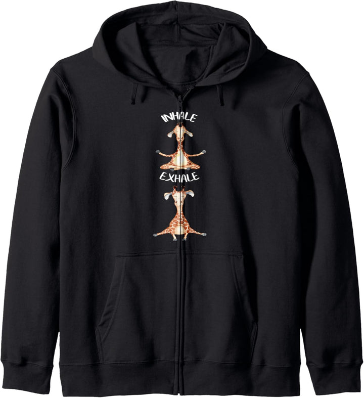 Lustiges Workout Inhale Exhale Zitat Giraffe Yoga Pose - Relax Kapuzenjacke