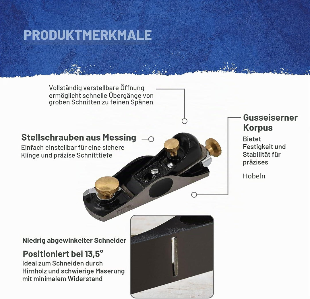 Faithfull 1/2 Block Plane in Cardboard Box, FAIPLANE60C, Black, One size Klassische, Klassische