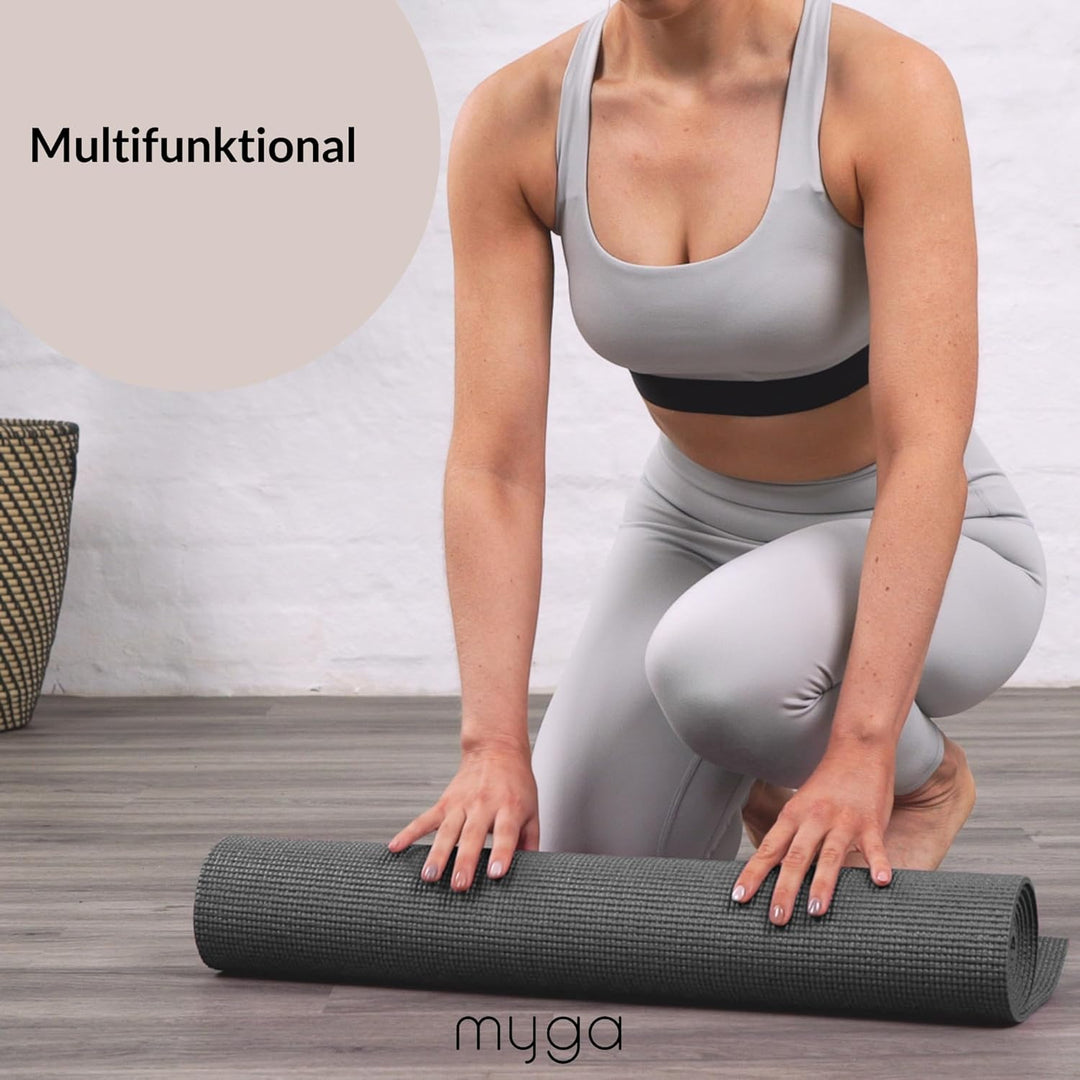 Myga Einsteiger-Yogamatte | Rutschfest & Leicht zu tragen – 4 mm Dicke | Ideal für Yoga, Pilates, Me