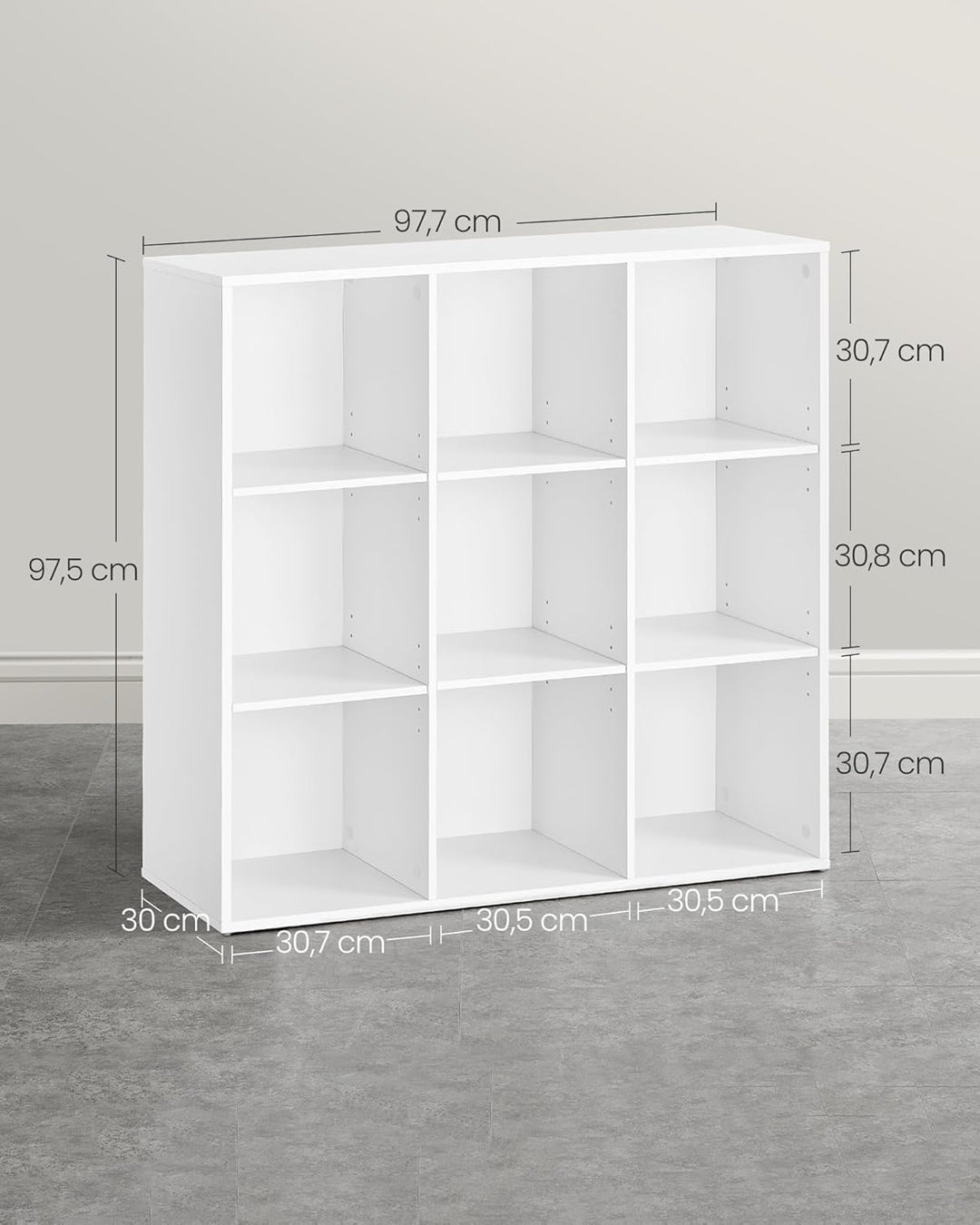 VASAGLE Bücherschrank, Bücherregal, mit 9 Fächern, Büroregal, Würfelregal, Standregal, für Wohnzimme
