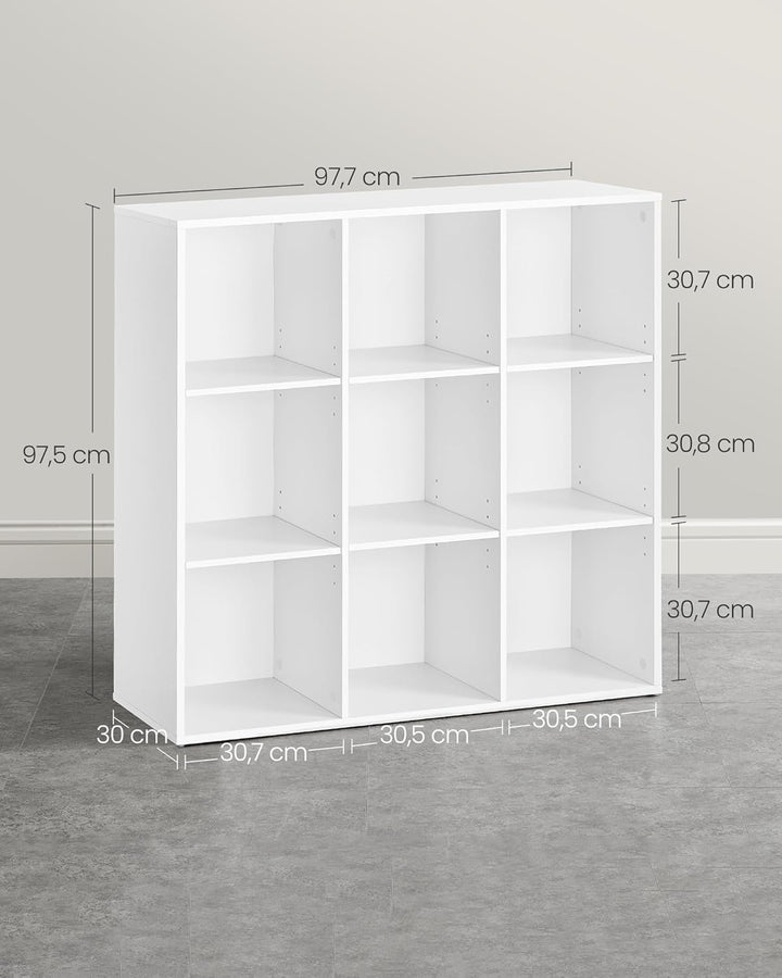 VASAGLE Bücherschrank, Bücherregal, mit 9 Fächern, Büroregal, Würfelregal, Standregal, für Wohnzimme