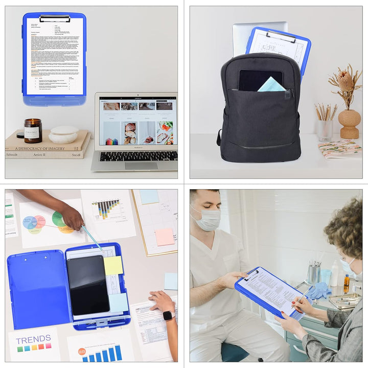 ZCZN Klemmbrett a4 mit Deckel, Schreibbrett mit Aufbewahrung, Kunststoff-Schreibbrett für Schule, In