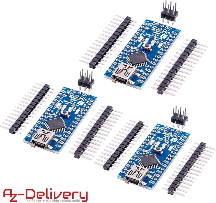 AZDelivery 3 x AZ-Nano V3-Board inkl. mit FT232RL kompatiblem Chip und ATmega328 16MHz ATmega328P ko