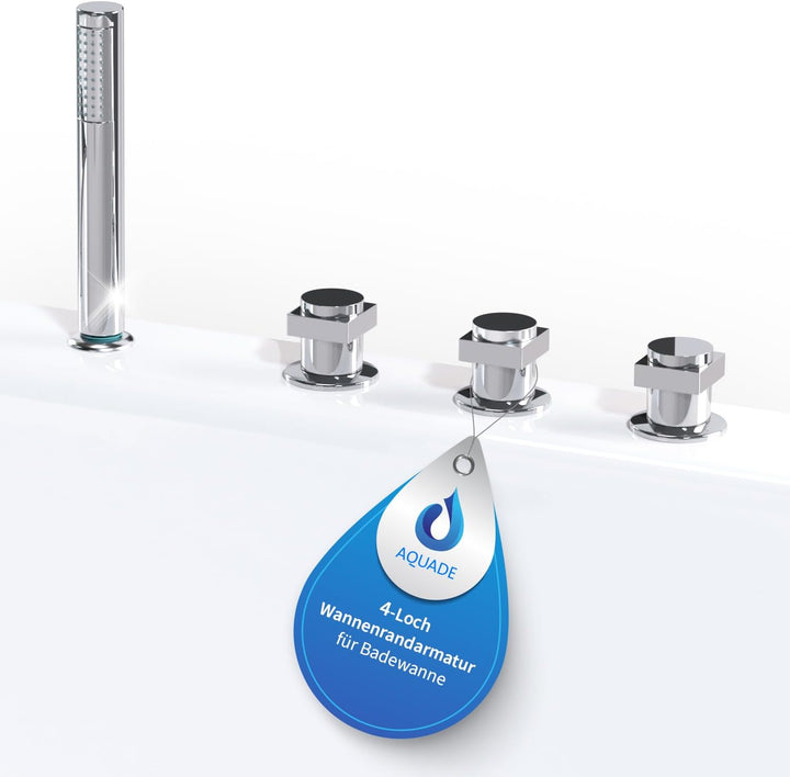 AQUADE Niederdruck Armatur Bad - Wasserhahn Badewanne - Badarmatur Waschbecken - Bad Set - Badewanne