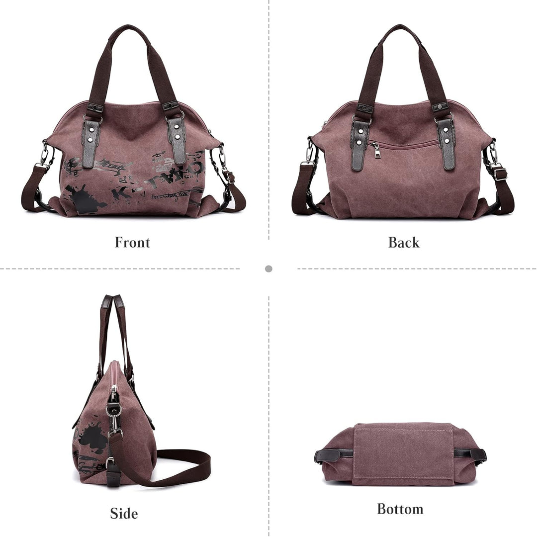 PORRASSO Casual Schultertasche Damen Umhängetasche Grosse Handtasche Frauen Segeltuch Henkeltasche H