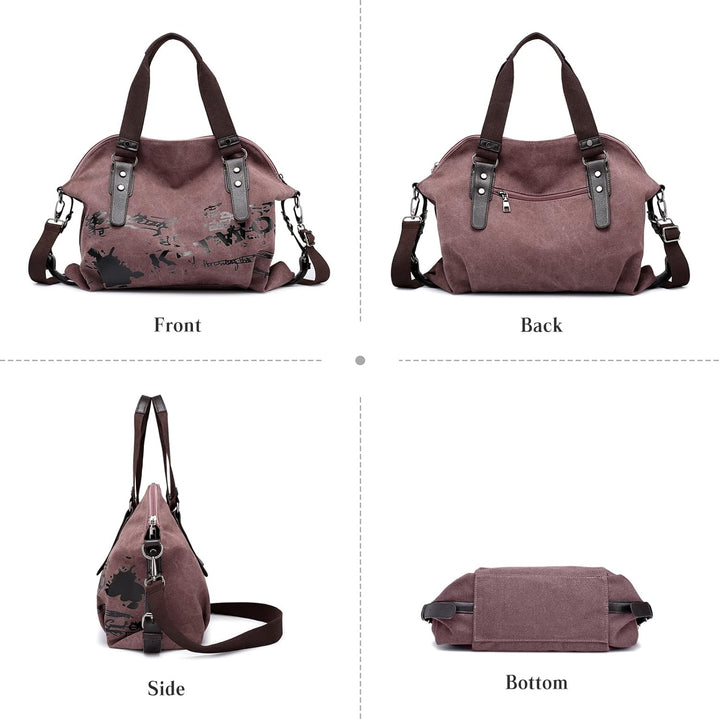 PORRASSO Casual Schultertasche Damen Umhängetasche Grosse Handtasche Frauen Segeltuch Henkeltasche H