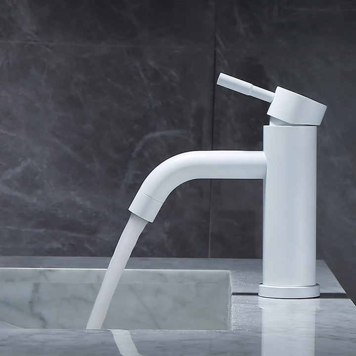 Weisse Farbe Edelstahl Armaturen Badezimmer Mischbatterie Becken Waschbecken Wasserhahn
