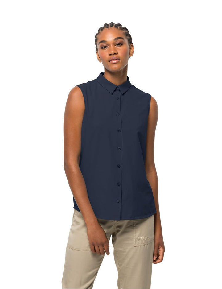 Jack Wolfskin Damen Sonora Sleeveless Shirt W Schnelltrocknende Ärmellose Bluse L Night Blue, L Nigh
