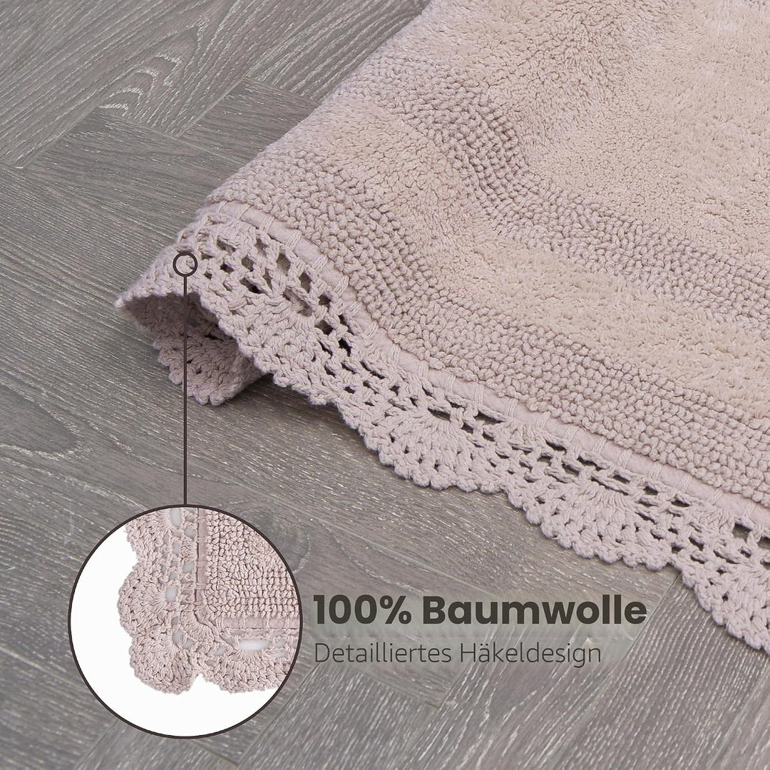 Laura Ashley Crochet Cotton 24x40 Bath Rug, Blush Blush 61 x 102 cm (Rechteckig), Blush 61 x 102 cm