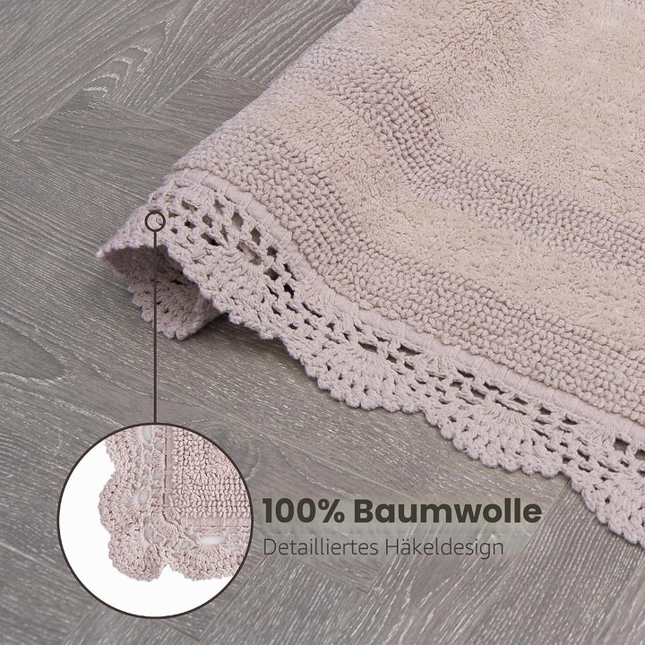 Laura Ashley Crochet Cotton 24x40 Bath Rug, Blush Blush 61 x 102 cm (Rechteckig), Blush 61 x 102 cm