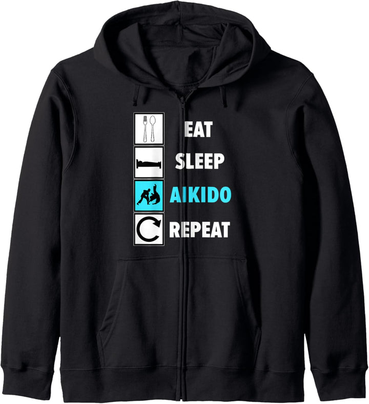 Eat Sleep Aikido Repeat Spruch Aikidoka Kapuzenjacke