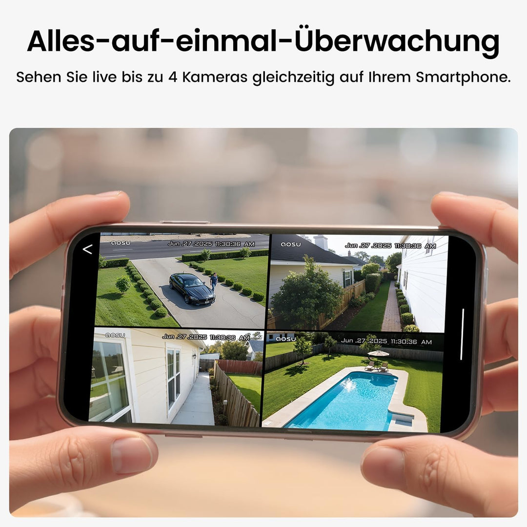 AOSU 2K 360 Grad Panorama Zusätzliche Kameras - Benötigt Homebase, Automatische Verfolgung, Farbe Na