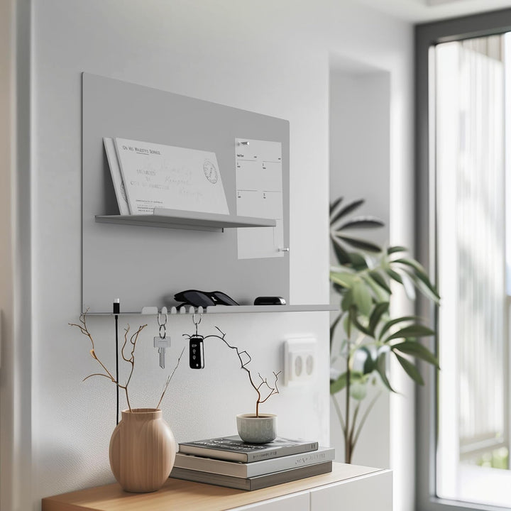 byde Wandorganizer Hebe aus Stahlstruktur. 49 x 9 x 30 cm 3-in-1 Wandregal mit Magnettafel und Magne