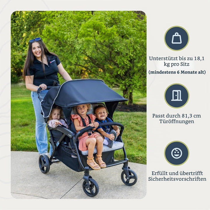 Gaggle By Foundations Odyssey 4-Sitzer-Vierlingskinderwagen, 4-Sitzer-Kinderwagen für die Kindertage