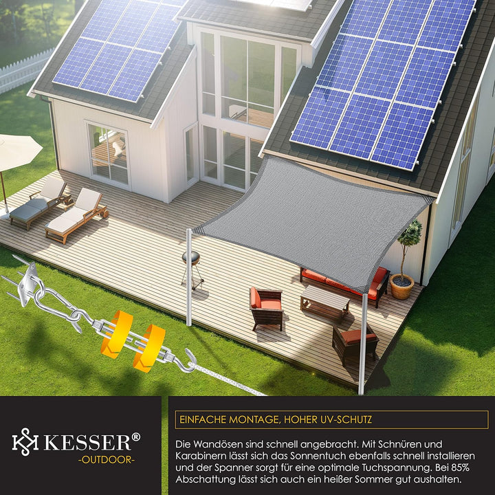 KESSER® Sonnensegel Sonnenschutz Windschutz | HDPE Gewebe | wasserabweisend & windabweisend | Quadra
