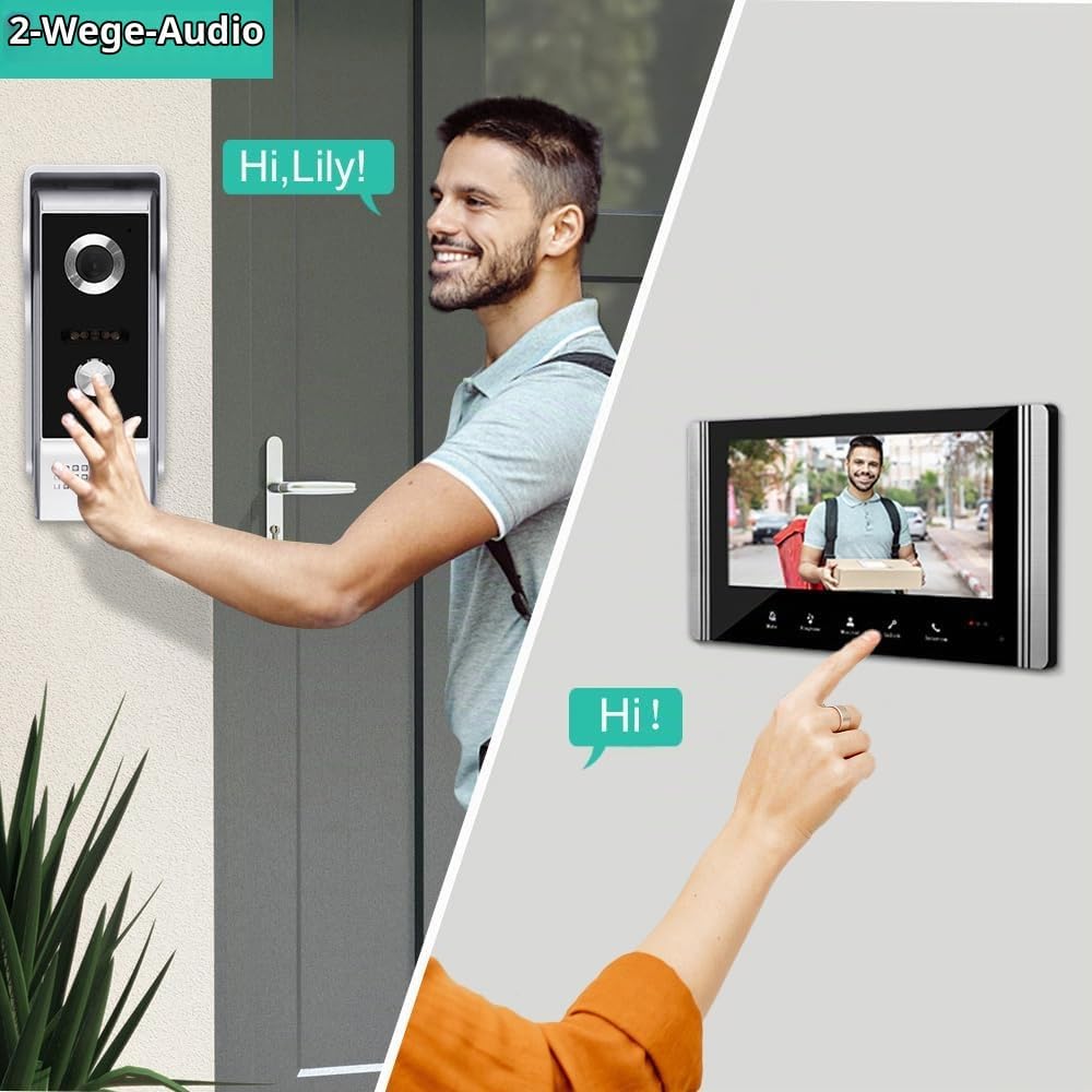 OBO HANDS Verdrahtete Video-Gegensprechanlage 7 Zoll Video-Türklingel Tür System Kits Unterstützung