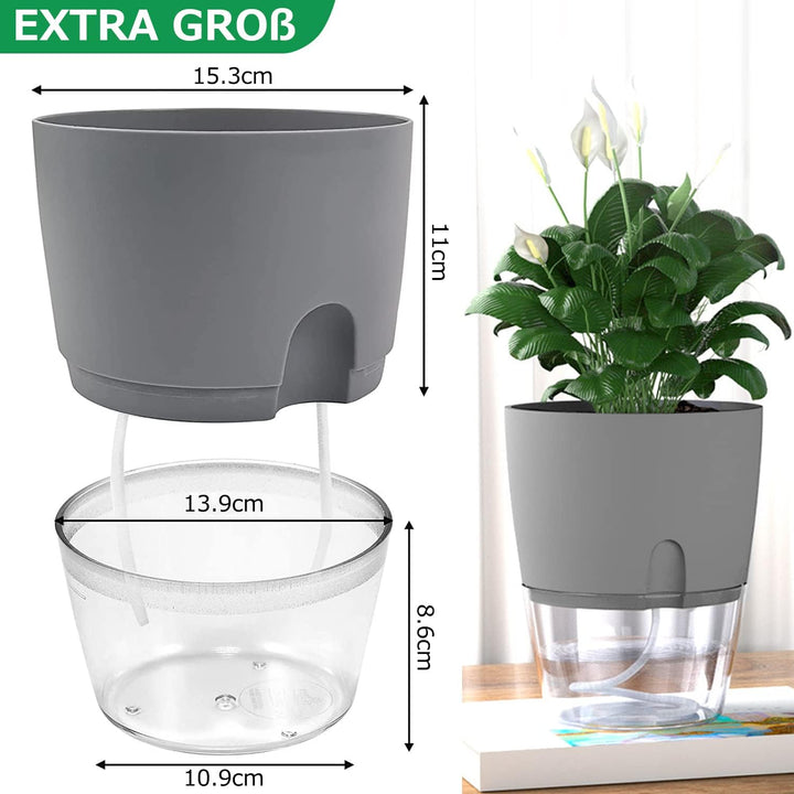 iDattel Kräutertopf Küche Set Fensterbank selbstbewässernd-3er Set Kräutergarten für die Küche,18.2X