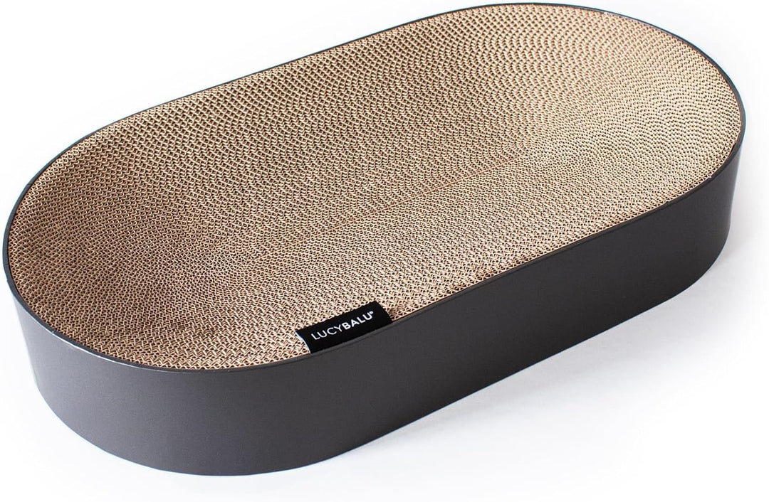 LucyBalu® SCRATCHBED Kratzbett für Katzen aus Pappe | Kartonbett | XXL-Kratzbrett oval rund | Kratzp
