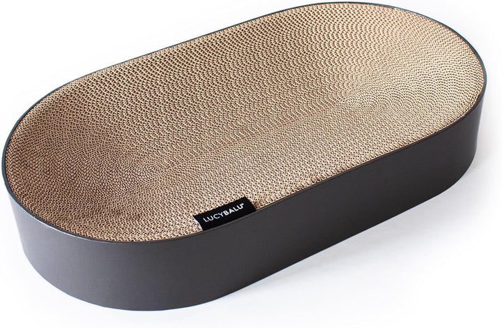 LucyBalu® SCRATCHBED Kratzbett für Katzen aus Pappe | Kartonbett | XXL-Kratzbrett oval rund | Kratzp