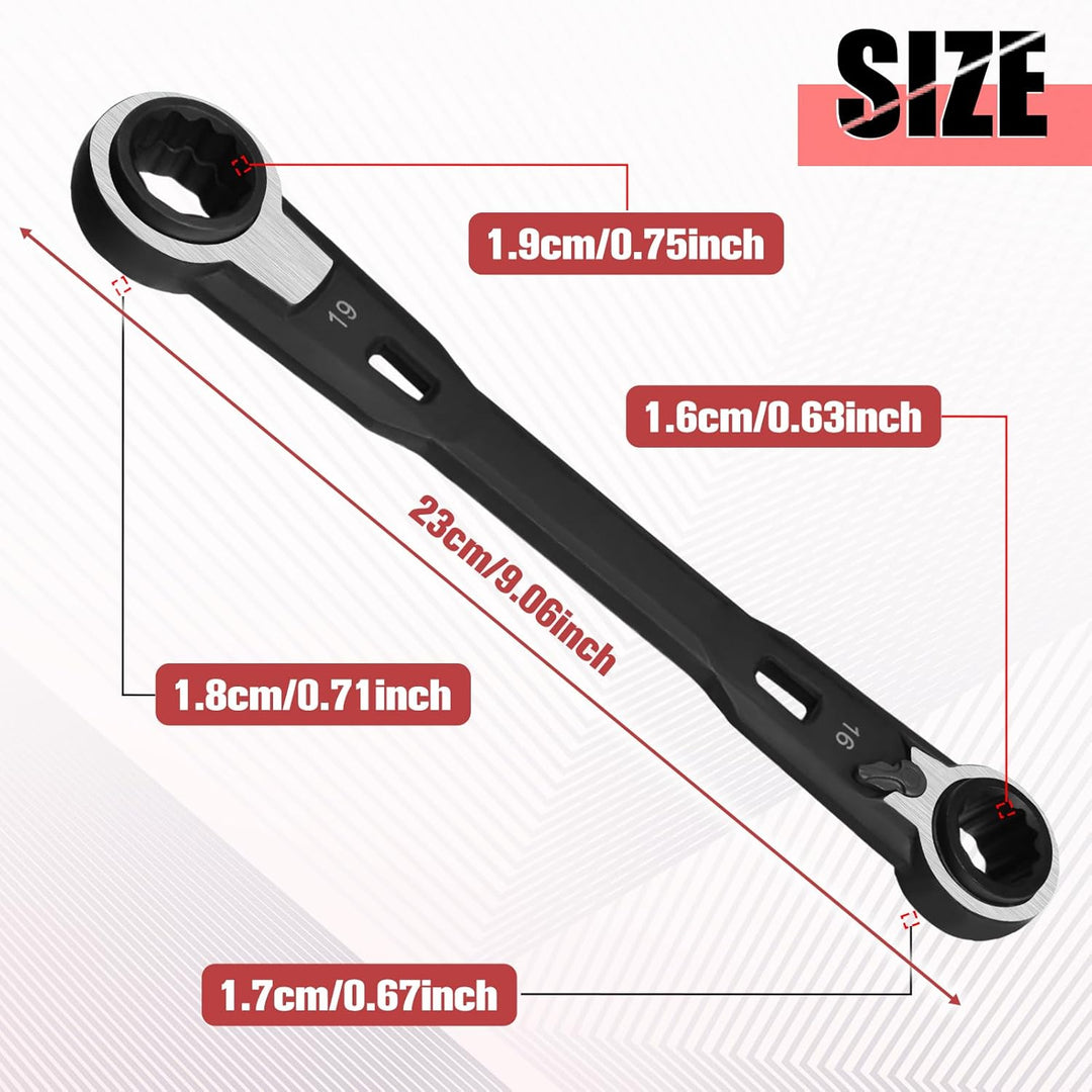 4-in-1 umkehrbarer Ratschenschlüssel-Set metrisch 16mm 17mm 18mm 19mm Doppel-Ringschlüssel-Set Ratsc