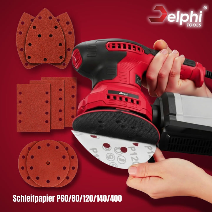 Delphi Multischleifer 3in1 - Dreieckschleifer Rundschleifer Exzenterschleifer mit Absaugung und 30 S