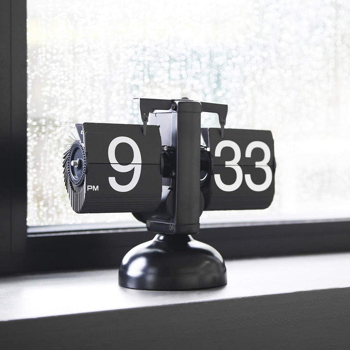 mooas Flip Schreibtischuhr (schwarz), Retro Vintage Design Auto Flip Clock Schreibtischuhr Tischuhr