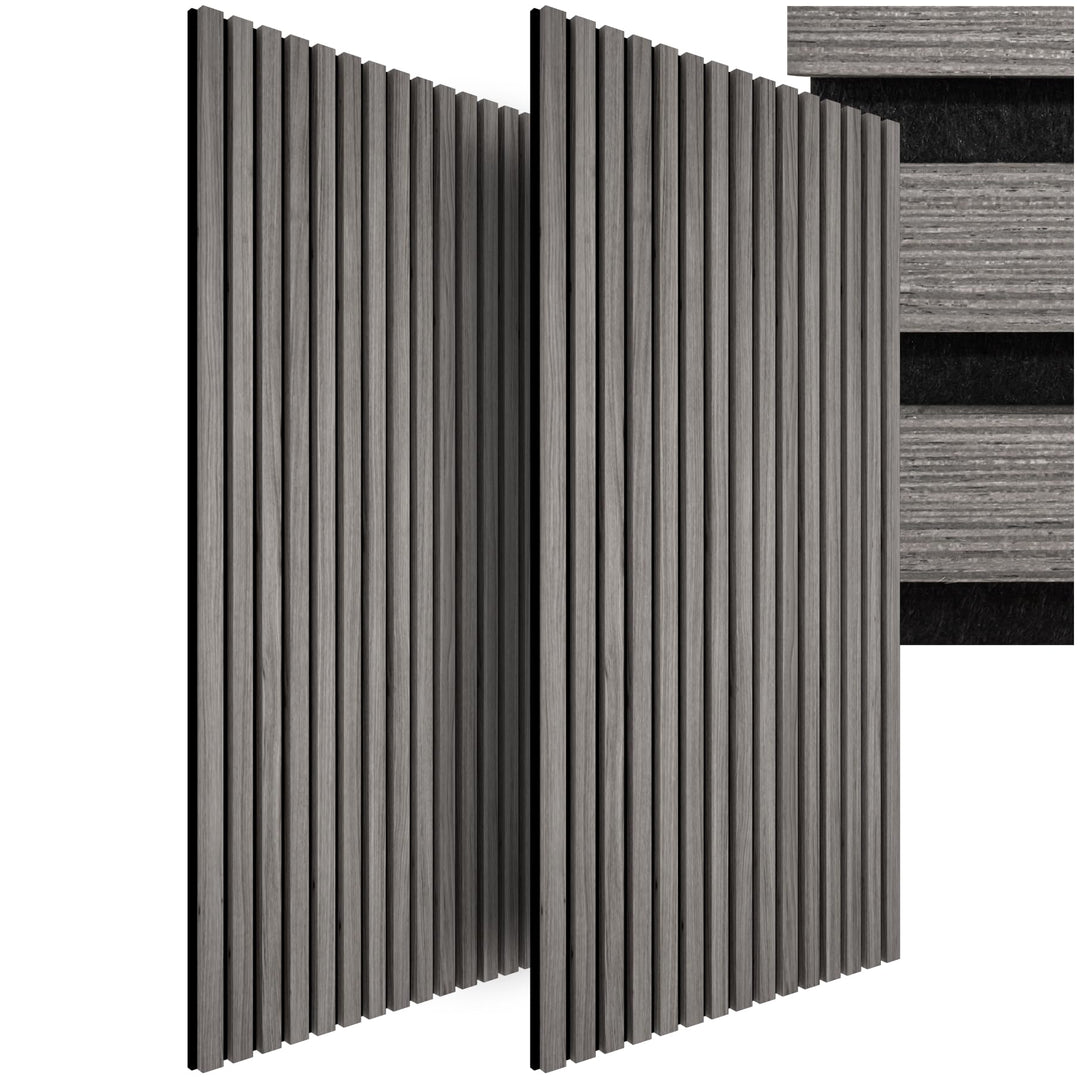 tectake® Akustikpaneele Echtholzfurnier 2er Set, effektiver Schallschutz, MDF Schallabsorber, Schall