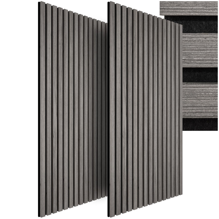 tectake® Akustikpaneele Echtholzfurnier 2er Set, effektiver Schallschutz, MDF Schallabsorber, Schall